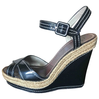 Pre-owned Christian Louboutin Patent Leather Sandals In Black