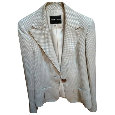 Pre-owned Giorgio Armani Silk Suit Jacket In Silver