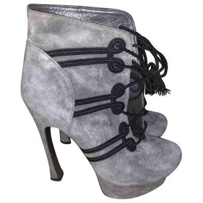 Pre-owned Saint Laurent Ankle Boots In Grey