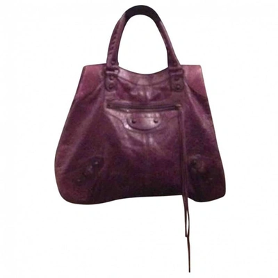 Pre-owned Balenciaga Leather Handbag In Purple