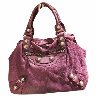 Pre-owned Balenciaga Leather Bag In Purple