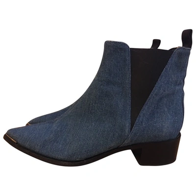 Pre-owned Acne Studios Jensen / Jenny Blue Cloth Ankle Boots