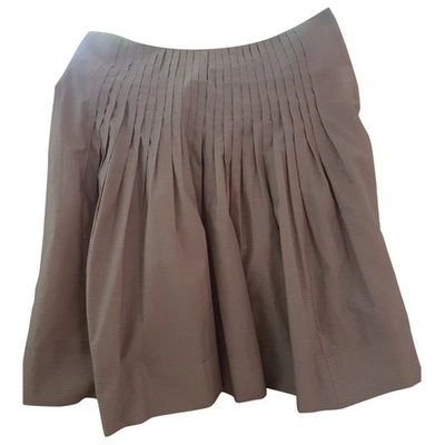 Pre-owned Brunello Cucinelli Silk Mini Skirt In Ecru