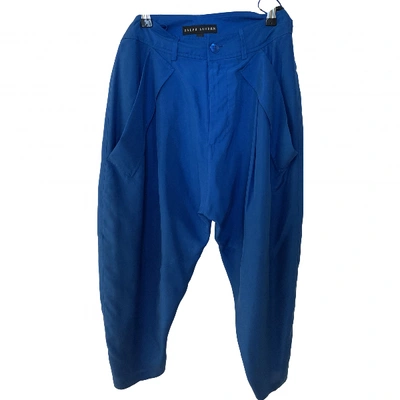 Pre-owned Ralph Lauren Silk Trousers In Blue