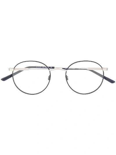 Calvin Klein Round Frame Glasses In 蓝色