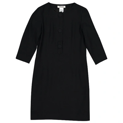 Pre-owned Chloé Wool Mini Dress In Black