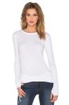 ENZA COSTA CASHMERE CUFFED CREW NECK TOP,ENZA-WS558