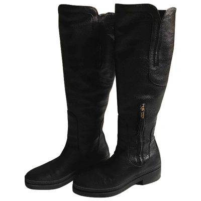 Pre-owned Ferragamo Leather Riding Boots In Brown