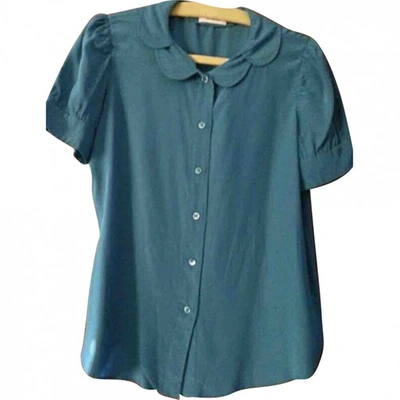 Pre-owned Moschino Silk Blouse In Turquoise