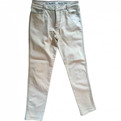 Pre-owned Claudie Pierlot Slim Jeans In Ecru