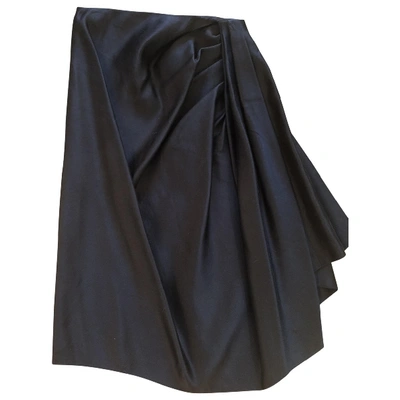 Pre-owned Lanvin Silk Mid-length Skirt In Black