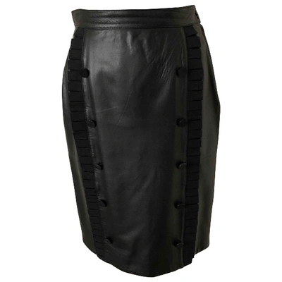 Pre-owned Valentino Leather Mid-length Skirt In Black