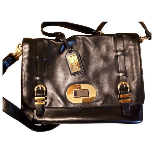 badgley mischka black leather bag