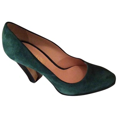 Pre-owned A. Testoni' Green Suede Heels