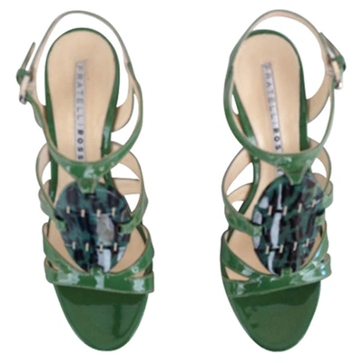 Pre-owned Fratelli Rossetti Green Patent Leather Sandals