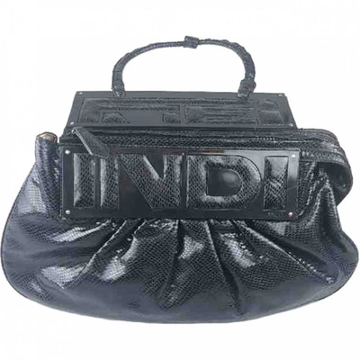 Pre-owned Fendi Patent Leather Handbag In Black