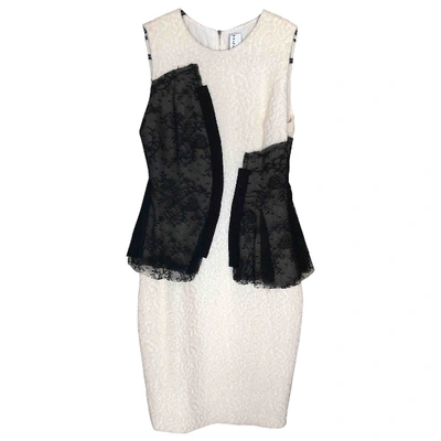 Pre-owned Prabal Gurung Wool Mid-length Dress In Ecru