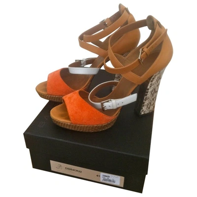 Pre-owned Barbara Bui Orange Leather Heels