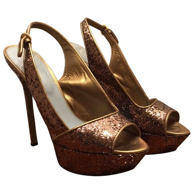 Pre-owned Sergio Rossi Glitter Heels In Gold
