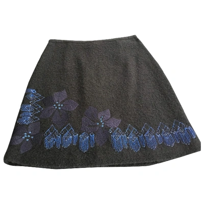 Pre-owned Kenzo Wool Mini Skirt In Black