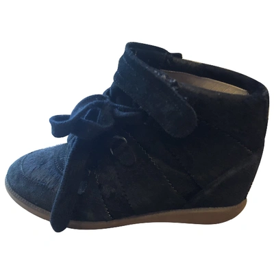 Pre-owned Isabel Marant Bobby Pony-style Calfskin Trainers In Black