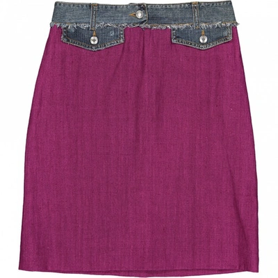 Pre-owned Dolce & Gabbana Linen Mid-length Skirt In Purple