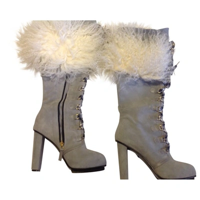Pre-owned Alberto Guardiani Grey Fur Boots