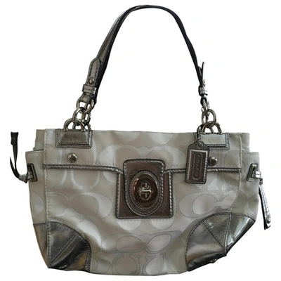 Pre-owned Coach Cloth Handbag In Silver