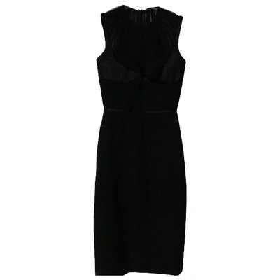 Pre-owned Alexander Mcqueen Wool Maxi Dress In Black