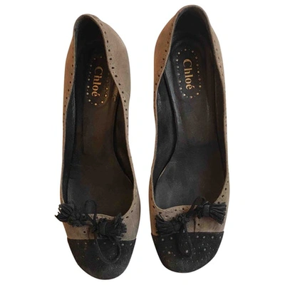 Pre-owned Chloé Ballet Flats In Anthracite