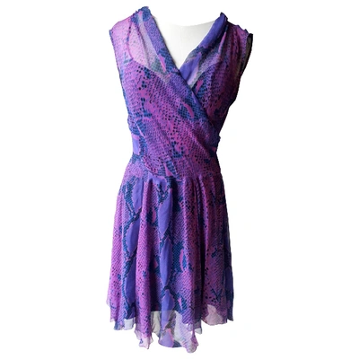 Pre-owned Diane Von Furstenberg Silk Mid-length Dress In Purple