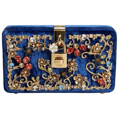 Pre-owned Dolce & Gabbana Blue Velvet Clutch Bag