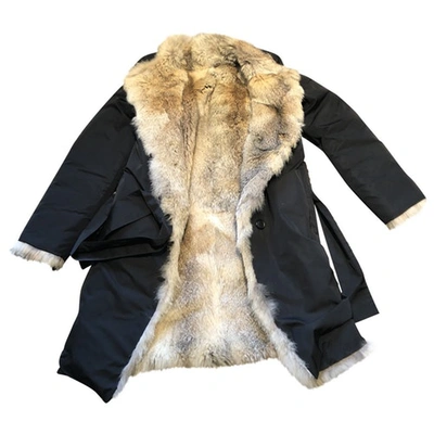 Pre-owned Pinko Black Fox Coat