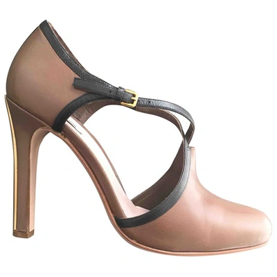 Pre-owned Miu Miu Leather Sandals In Brown