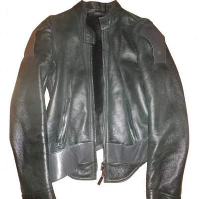 Pre-owned Versace Green Leather Biker Jacket