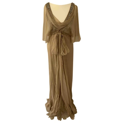 Pre-owned Alberta Ferretti Silk Maxi Dress In Beige