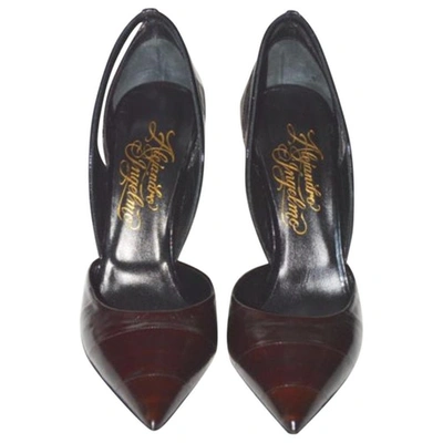 Pre-owned Alejandro Ingelmo Burgundy Leather Heels