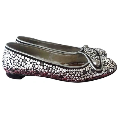 Pre-owned Sergio Rossi Leather Ballet Flats In Silver