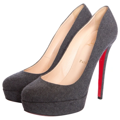 Pre-owned Christian Louboutin Bianca Cloth Heels In Grey