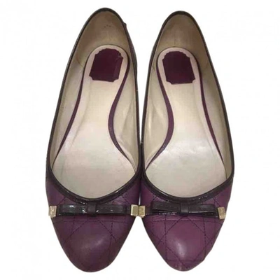 Pre-owned Dior Leather Ballet Flats In Purple