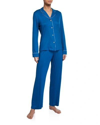 Derek Rose Carla Classic Pajama Set In Blue