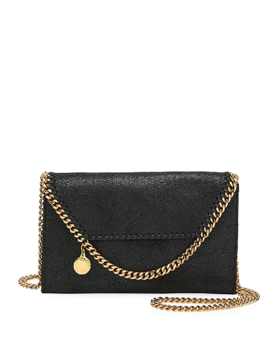 Stella Mccartney Mini Falabella Gold-tone Chain Crossbody Bag In Black