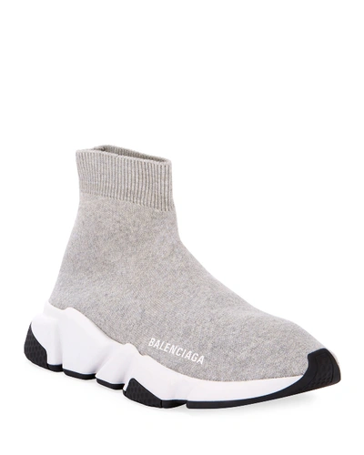 Balenciaga Stretch-knit High-top Sock Trainer In Grey