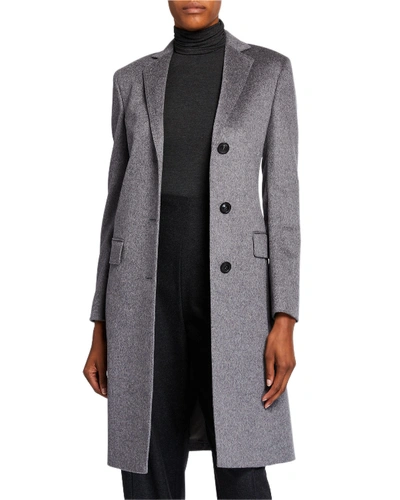 Agnona Cashmere Single-breasted Slim Coat, Gray