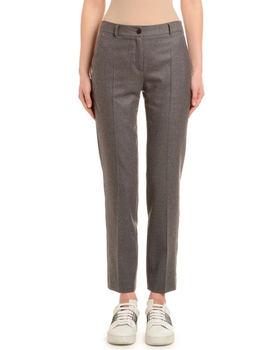Agnona Flannel Wool Tapered Classic Pants In Gray