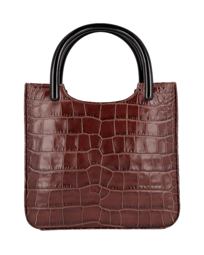 By Far Eric Crocodile-effect Leather Cross-body Bag In Brown