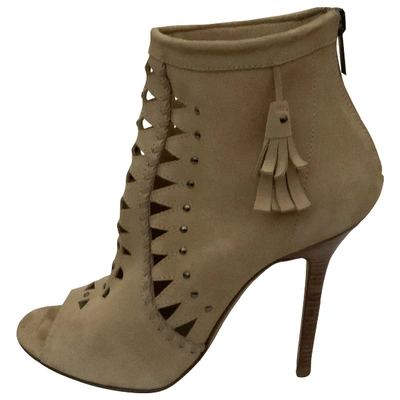 Pre-owned Jimmy Choo Open Toe Boots In Beige