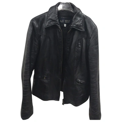 Pre-owned Armani Jeans Leather Jacket In Black