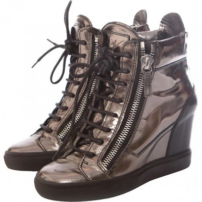 Pre-owned Giuseppe Zanotti Patent Leather Trainers In Metallic