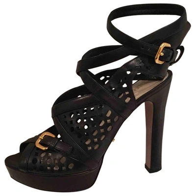 Pre-owned Prada Leather Sandals In Black